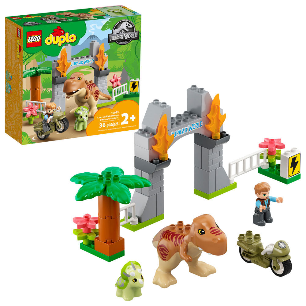 LEGO DUPLO Jurassic World T. rex and Triceratops Dinosaur Breakout 10939 36 pieces