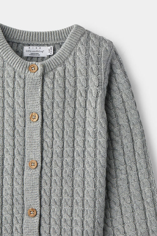Cable Knit Cardigan Grey 3-4Y