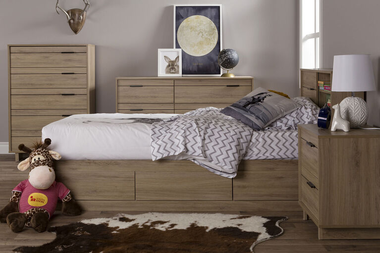 Fynn Mates Bed with 3 Drawers- Rustic Oak