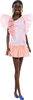 Barbie Fashionistas Doll #216 with Tall Body, Black Straight Hair & Peach Dress, 65th Anniversary