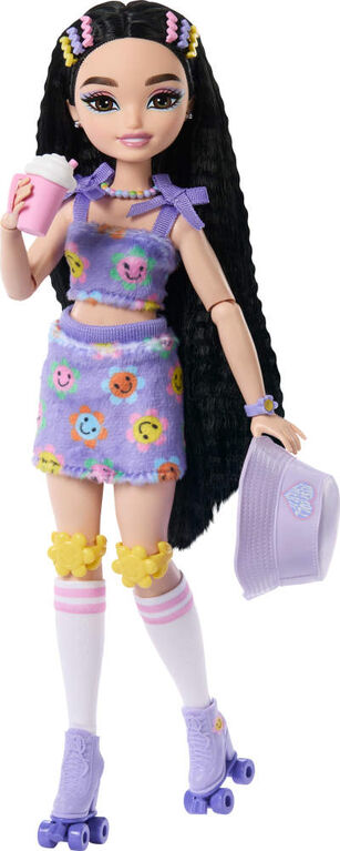 Dream Besties Barbie Renee Roller Skating Fashion Doll with 12 Video & Food Themed Accessories