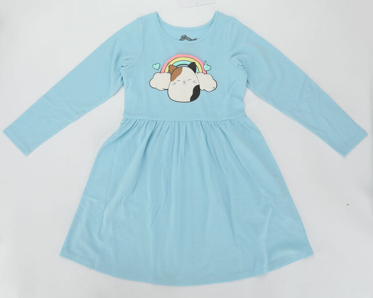 Kids Squishmallows Cam with Rainbow Long Sleeve Dress Blue Small