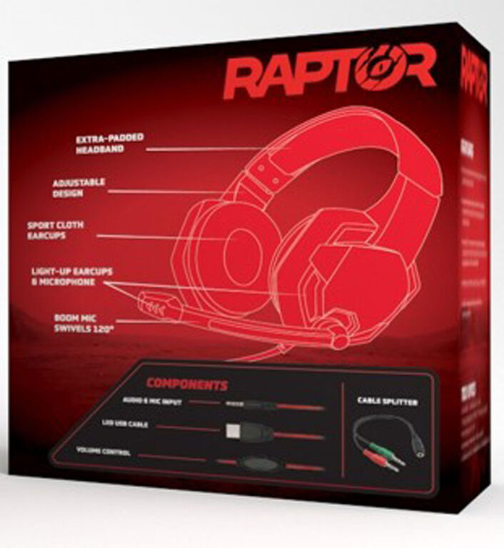 Raptor pro plus gaming headset with led lights