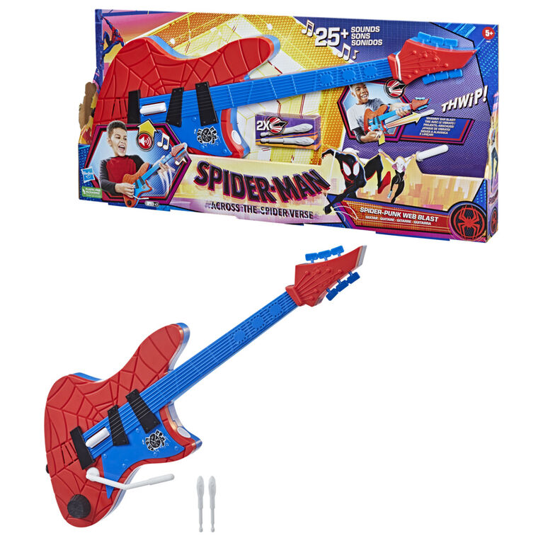 Marvel Spider-Man: Across the Spider-Verse Spider-Punk Web Blast Guitar with Whammy Bar Blast Action