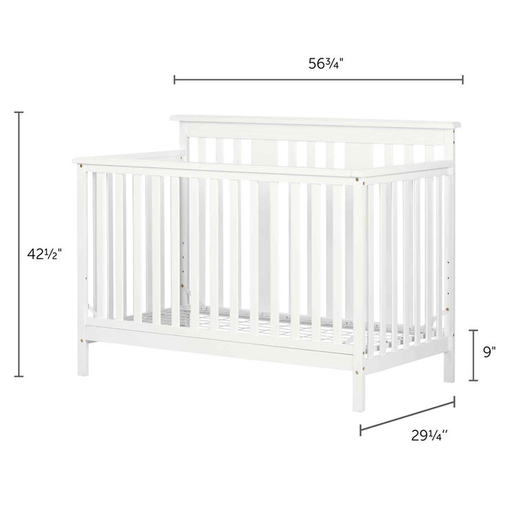 Cotton Candy Baby Crib 4 Heights with Toddler Rail Pure White