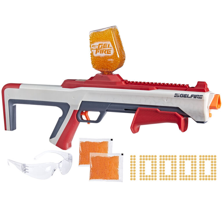 Nerf Pro Gelfire Raid Blaster, Fire 5 Rounds At Once, 10,000 Gel Rounds, 800 Round Hopper, Eyewear