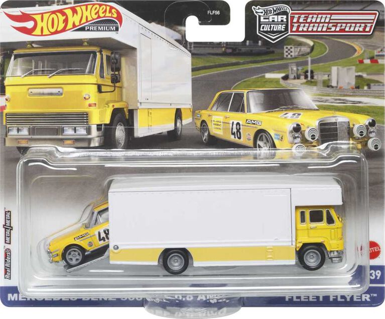 Hot Wheels Team Transport Truck & Race Car, Gift for Racing Collectors