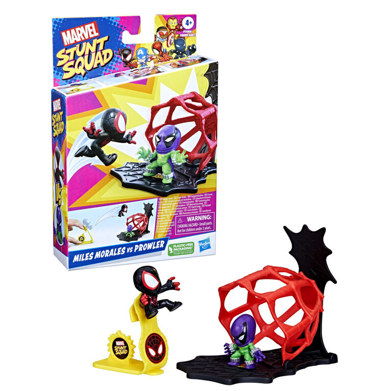 Marvel Stunt Squad Miles Morales vs. Prowler Playset with 1.5 Inch Action Figures