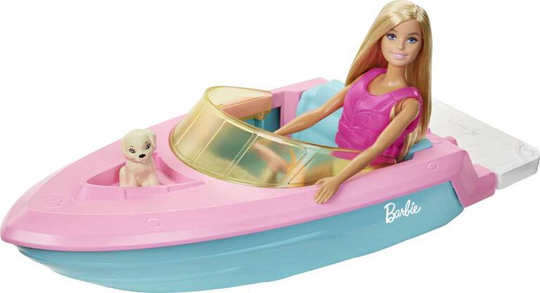 Barbie-Poupée et bateau avec chiot et accessoires-Flotte sur l'eau