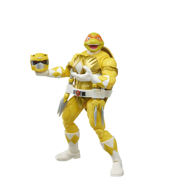 Power Rangers X Teenage Mutant Ninja Turtle figurines Morphed Michelangelo Ranger jaune et April O'Neil