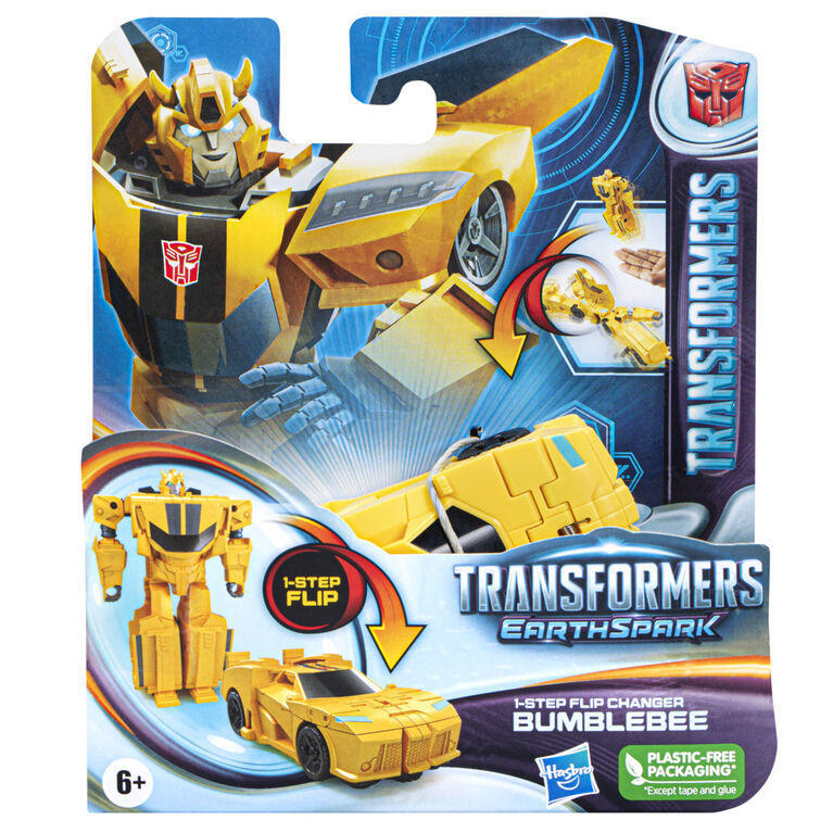 Transformers Toys EarthSpark 1-Step Flip Changer Bumblebee 4-Inch Action Figure, Robot Toys