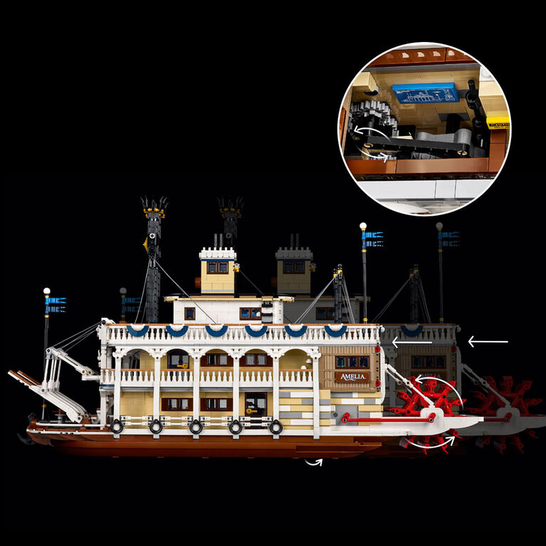 LEGO Ideas Le Bateau à Vapeur Fluvial, Décor Nautique pour la Maison, Ensemble de Bateau à Collectionner, Cadeau de Voyage 21356