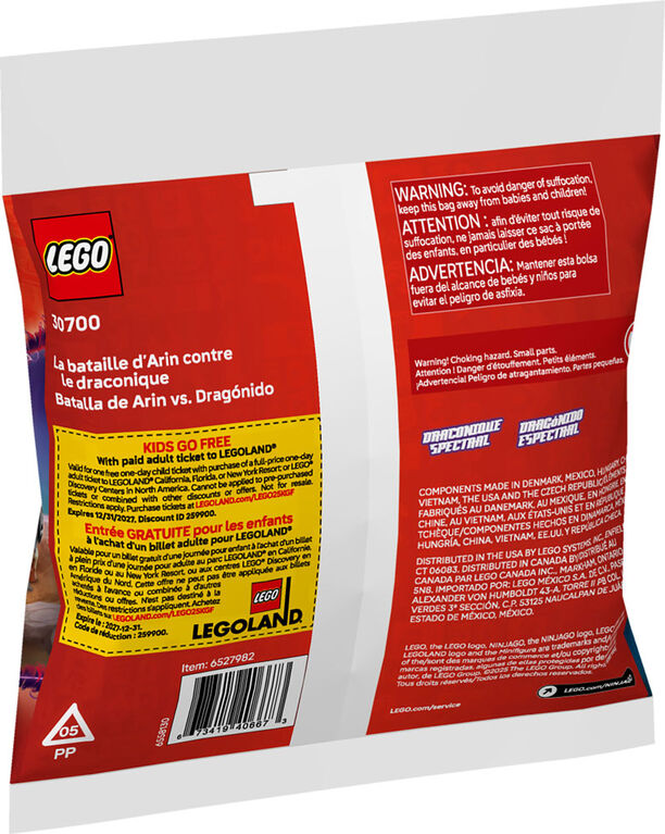 LEGO NINJAGO Arin vs. Dragonian Battle Building Toy -with 2 Minifigures from Dragons Rising TV Show - 30700