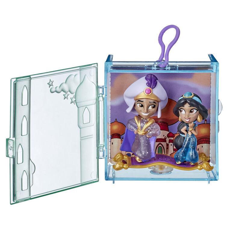 Disney Princess Perfect Pairs Jasmine, Fun Aladdin Unboxing Toy with 2 Dolls, Portable Display Case and Stand