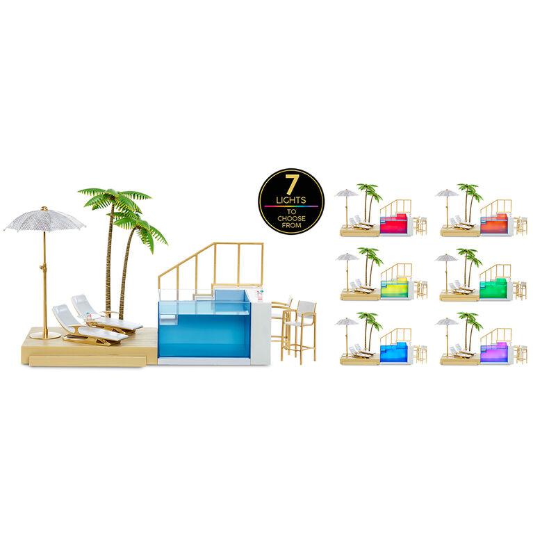 Rainbow High Color Change Pool and Beach Playset : 7-in-1 Light-Up-multicolor changing pool