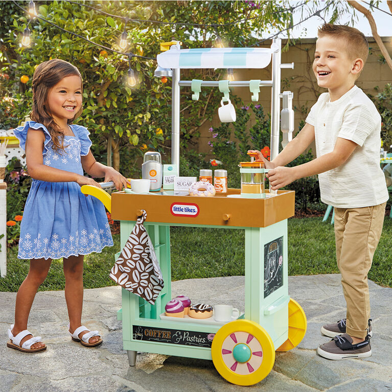 Little Tikes 2-in-1 Café Cart Pretend Food Cooking Toy Role Play Kitchen Playset for Multiple Kids and Toddlers