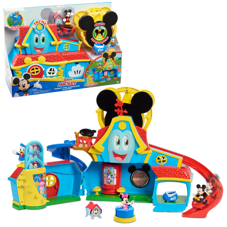 Disney Junior Mickey Mouse Funny the Funhouse 14 Piece Lights and Sounds Playset, Includes Mickey Mouse and Donald Duck Figures