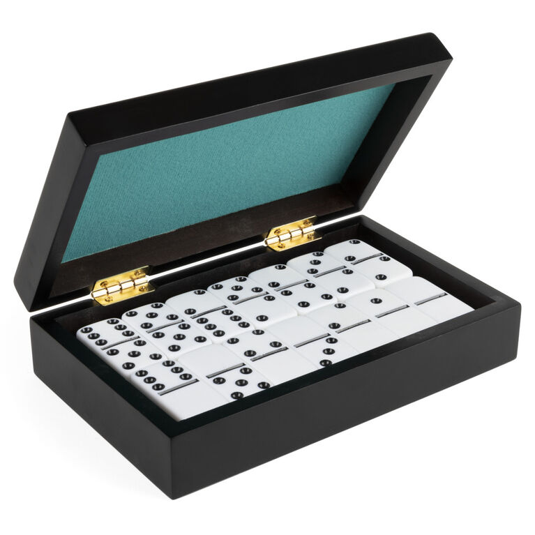 Legacy Deluxe Double-6 Dominoes, Classic Original Board Game Set of 28 Dominoes in Luxury Lined Wood Case