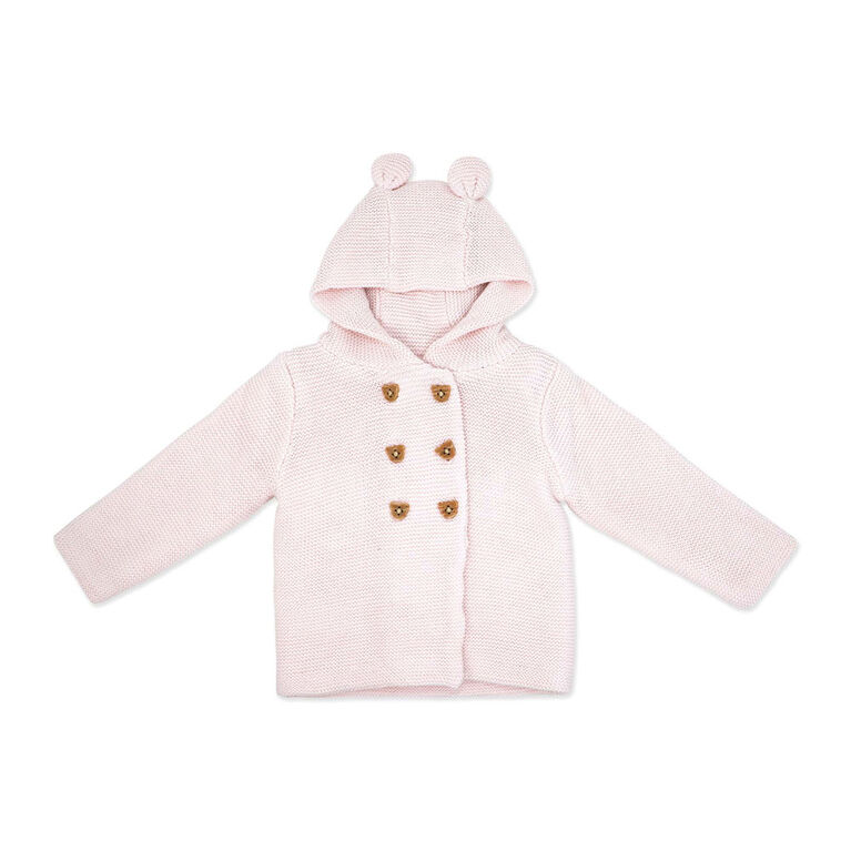 Baby Mode 2 Piece Hooded Knit Set: Pink 3-6M