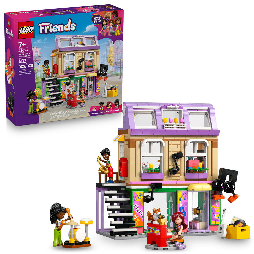 LEGO Friends Music Store & Apartment Pretend Play Building Toy for Girls & Boys, 7+ - 42653