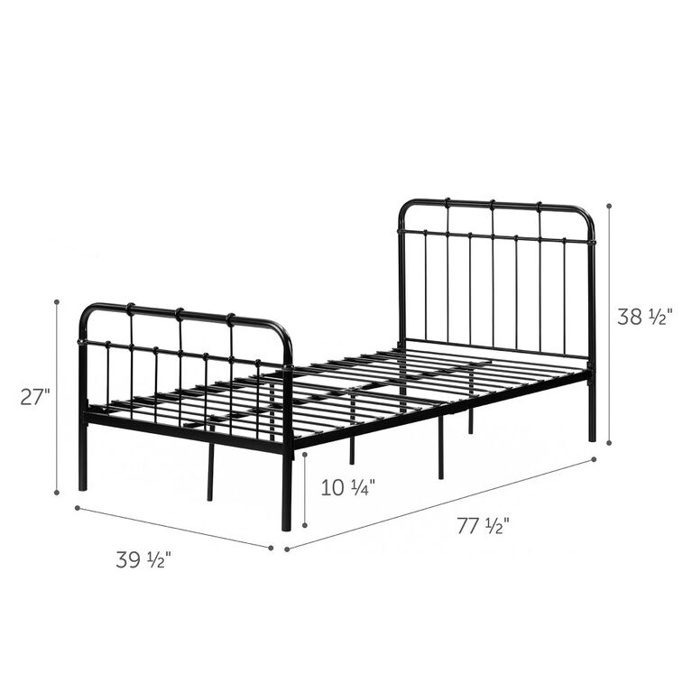 Hankel Lit plateforme complet avec pied et tête de lit en métal Simple Noir solide