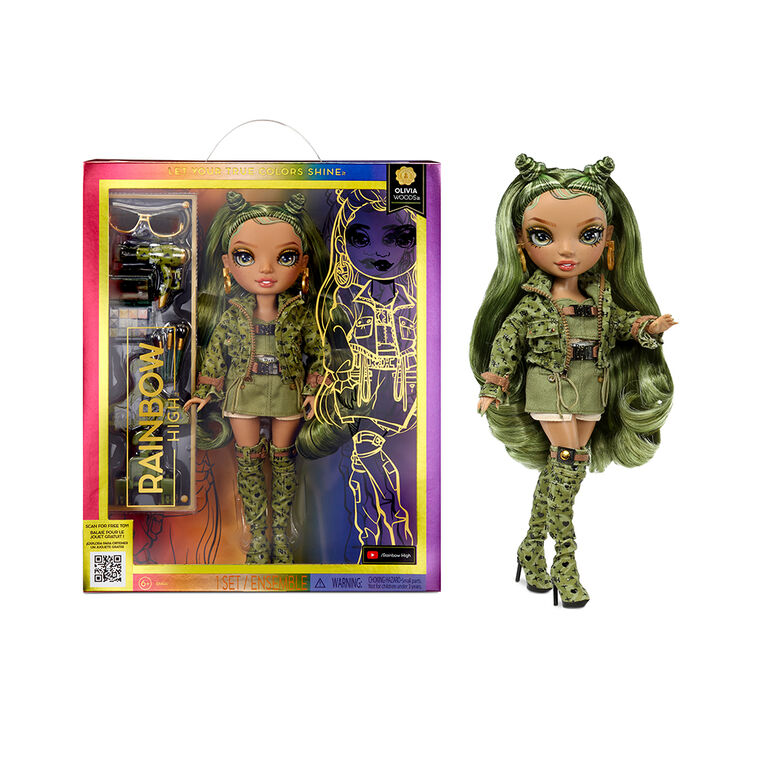 Rainbow High Olivia : Poupée-mannequin vert camouflage