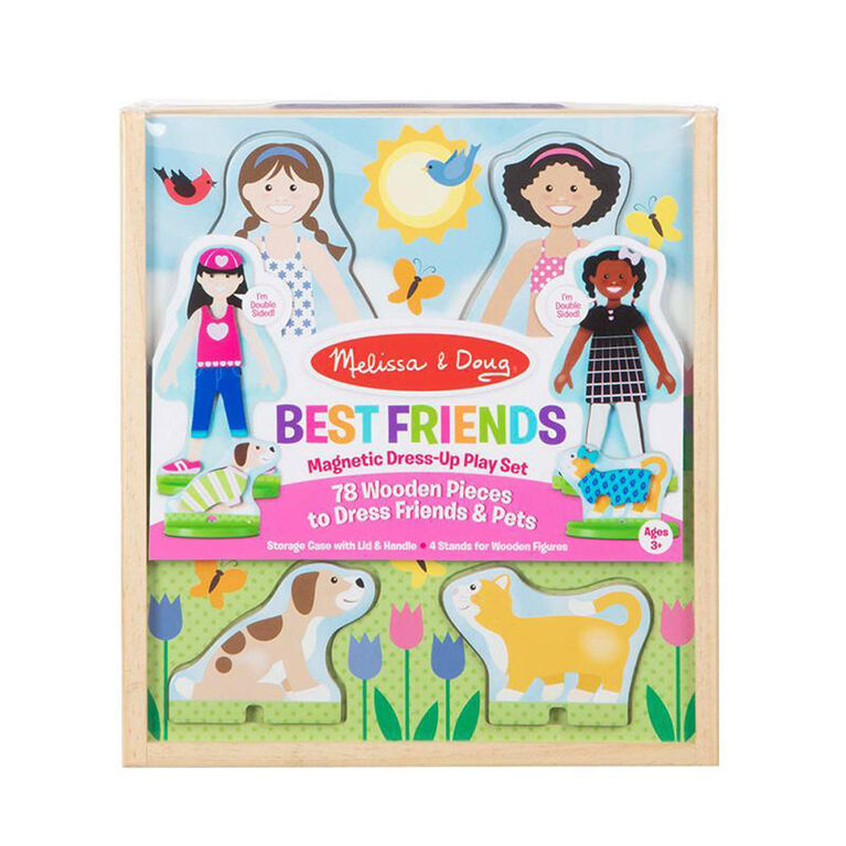 Melissa & Doug Best Friends Magnetic Dress-Up Wooden Dolls Pretend Play Set - English Edition