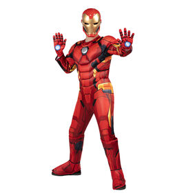 MARVEL'S IRON MAN DELUXE YOUTH COSTUME - Combinaison de luxe avec motif imprimé et rembourrage en polyfill plus coiffe et gants moulés en 3D