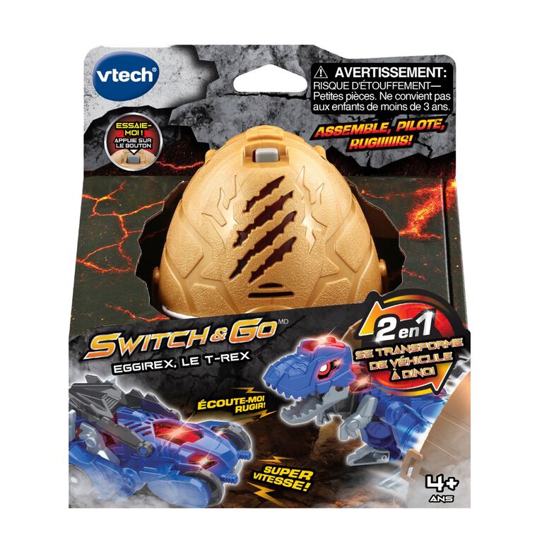 VTech Switch and Go Hatch and Roaaar Egg T-Rex Racer - French Edition