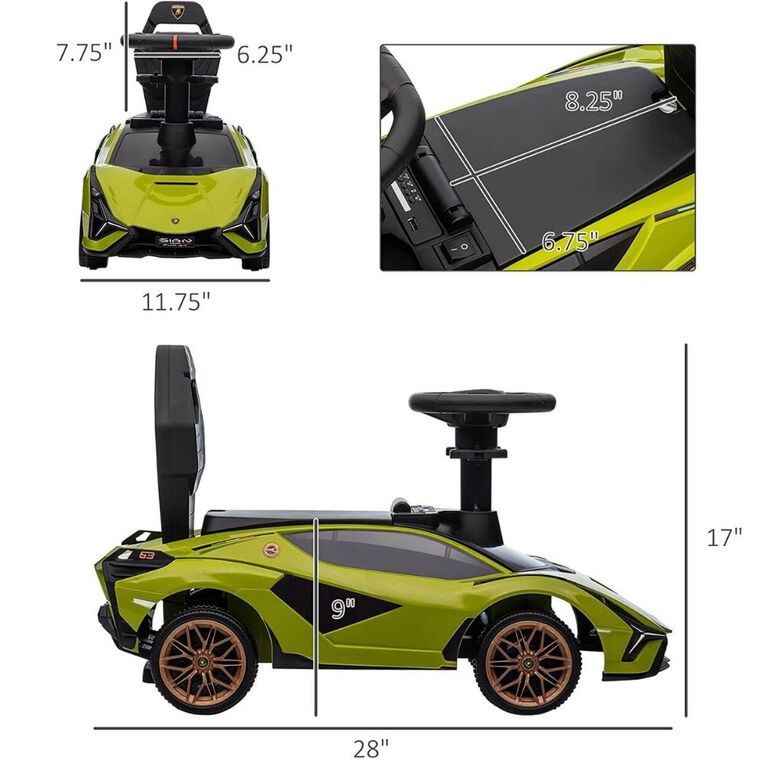 KidsVip Lamborghini Sian Pushcar / Stroller- Yellow - English Edition
