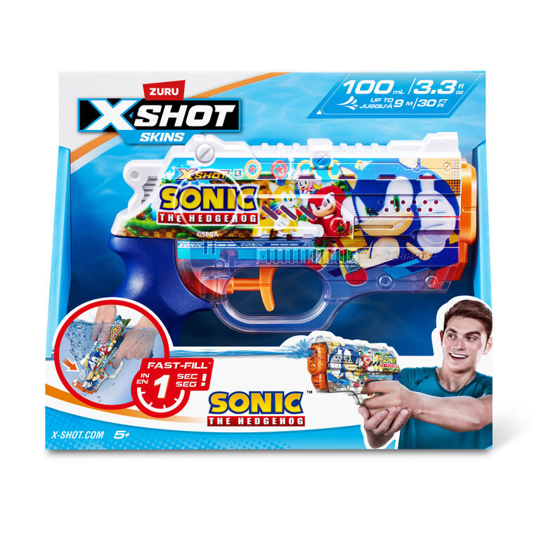 XSHOT Fast-Fill Skins Nano Sonic The Hedgehog Water Blaster by ZURU