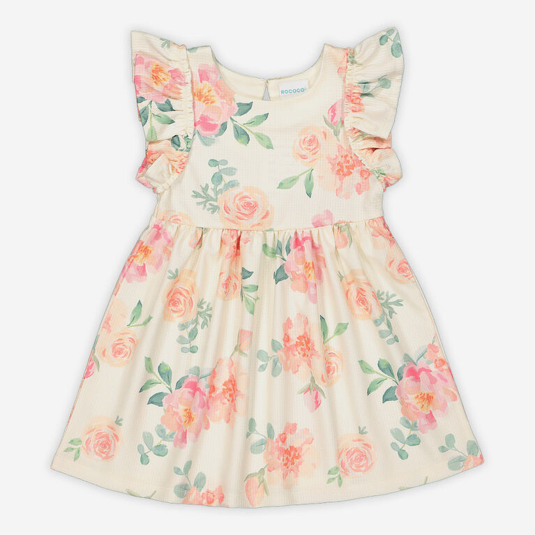 Rococo Print Dress White 3-4