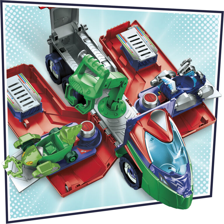 PJ Masks PJ Launching Seeker Preschool Toy, Transforming Vehicle Playset with 2 Cars, 2 Action Figures - English Edition