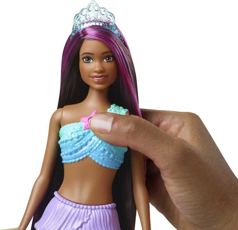 Mermaid Barbie Doll with Water-Activated Twinkle Light-Up Tail, Purple-Streaked Hair