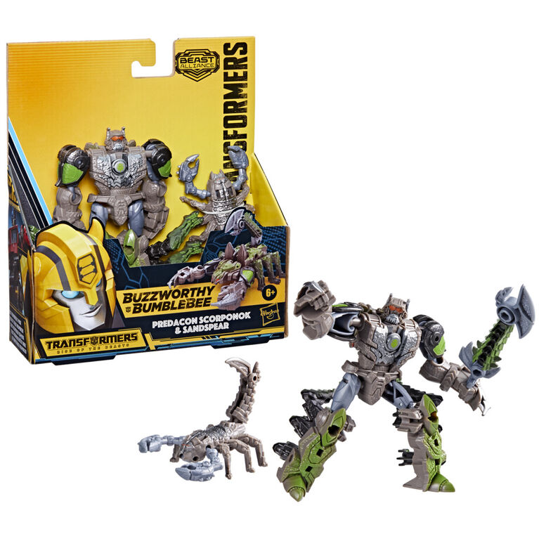 Transformers: Rise of the Beasts, pack de 2 Beast Weaponizers Predacon Scorponok et Sandspear, 12,5 cm - Notre exclusivité