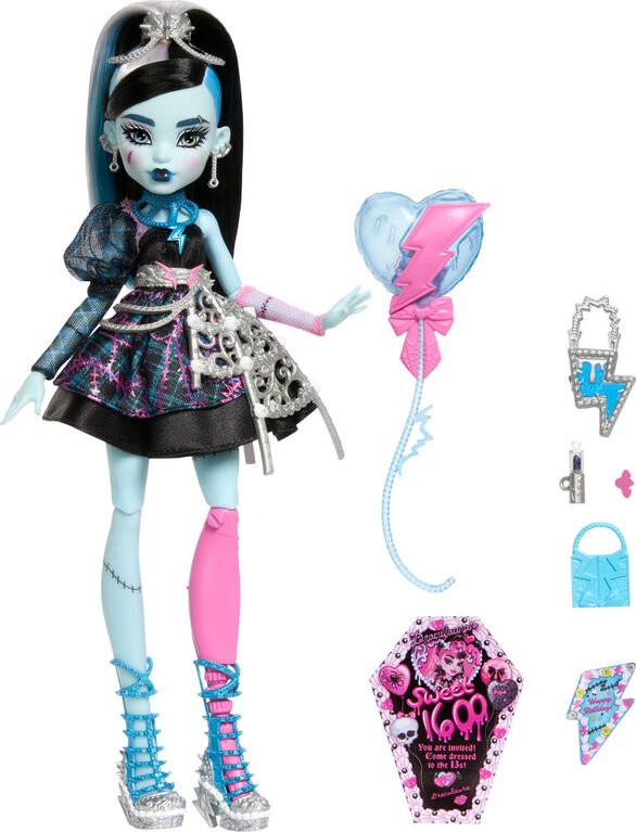 Monster High Scary Sweet Birthday Frankie Stein Doll in Party Dress with Balloon & Gift