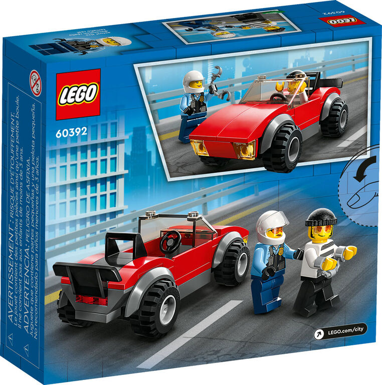 LEGO City La poursuite de la voiture en moto de police 60392 Ensemble de jeu de construction (59 pièces)