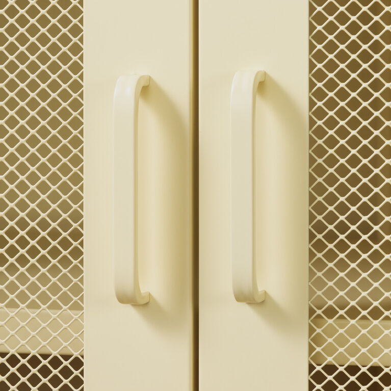 Crea Meuble de rangement avec portes grillagées en métal Jaune