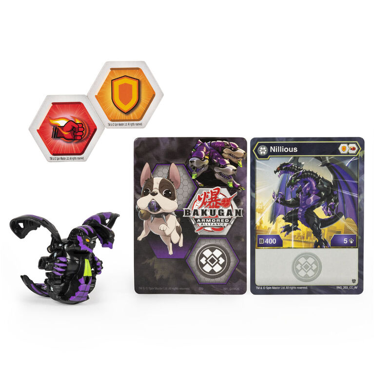 Bakugan, Nillious, Figurine Armored Alliance articulée de 5 cm à collectionner et carte à échanger