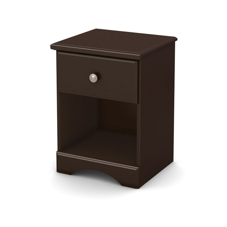 Morning Dew 1-Drawer Nightstand - End Table with Storage- Chocolate