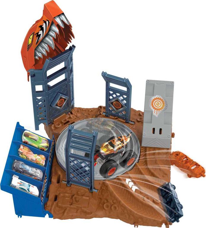 Hot Wheels Monster Trucks Arena Smashers Tiger Shark Spin-out Challenge