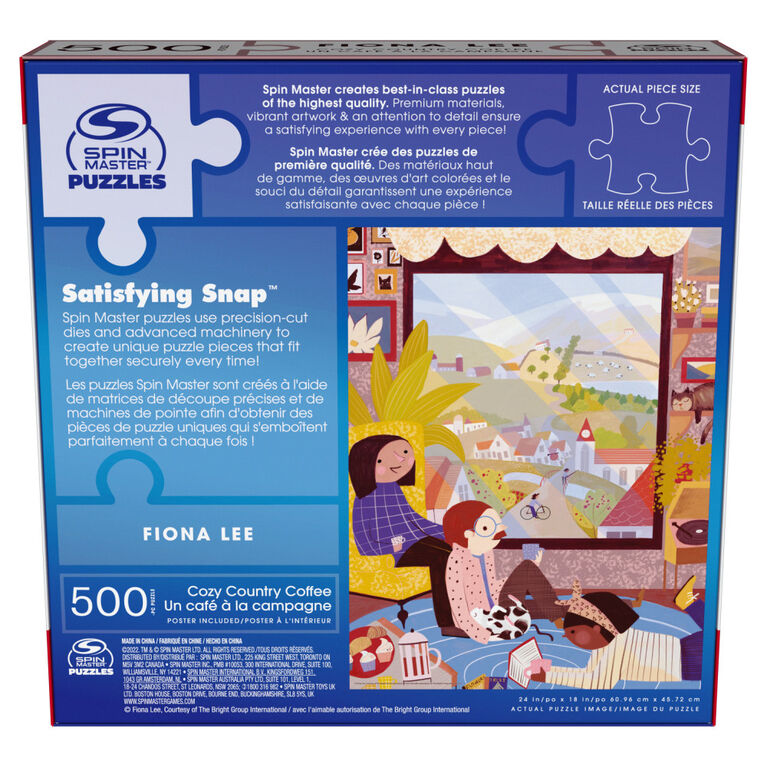 Spin Master Puzzles, Cozy Country Coffee Jigsaw Puzzle 500 Pieces by Artist Fiona Lee with Wall Decor Poster