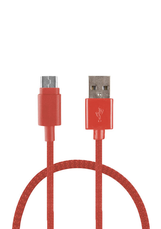Câble micro USB tressé de 1,5 mètre de Vivitar - Rouge