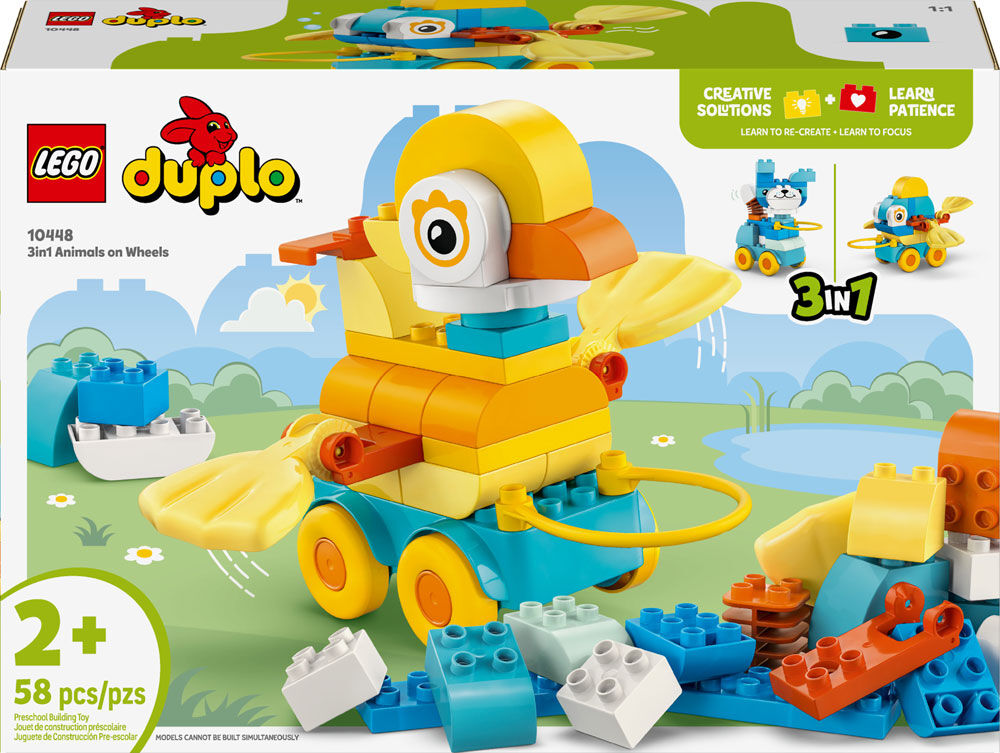 LEGO DUPLO Town 3 in 1 Animals on Wheels Building Toy & Learning Play Set for Toddlers, Ages 2+ - 10448
