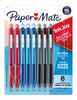 Stylos à bille Paper Mate InkJoy 300RT, stylos rétractables, pointe moyenne (1,0 mm), couleurs assorties, 8 unités
