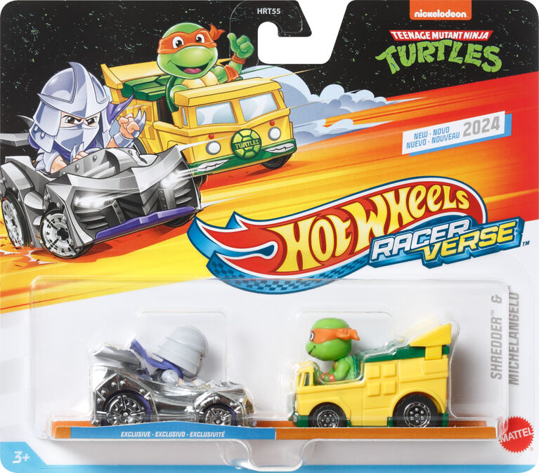 Hot Wheels RacerVerse Die-Cast Cars, Set of 2 Toy Vehicles with Character Drivers Optimized for RacerVerse Track (Styles May Vary)