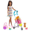 Barbie Stroll 'n Play Pups Playset with Barbie Doll, 2 Puppies and Pet Stroller