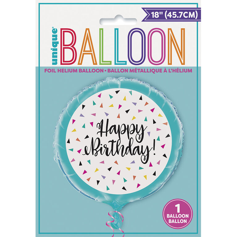 Triangle Confetti Bday Foil 18" - English Edition