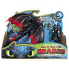 How To Train Your Dragon, Deathgripper et Grimmel, Dragon avec figurine Viking en armure.