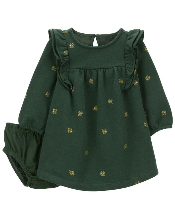 Robe en molleton à imprimé de papillon vert Carter's 12M